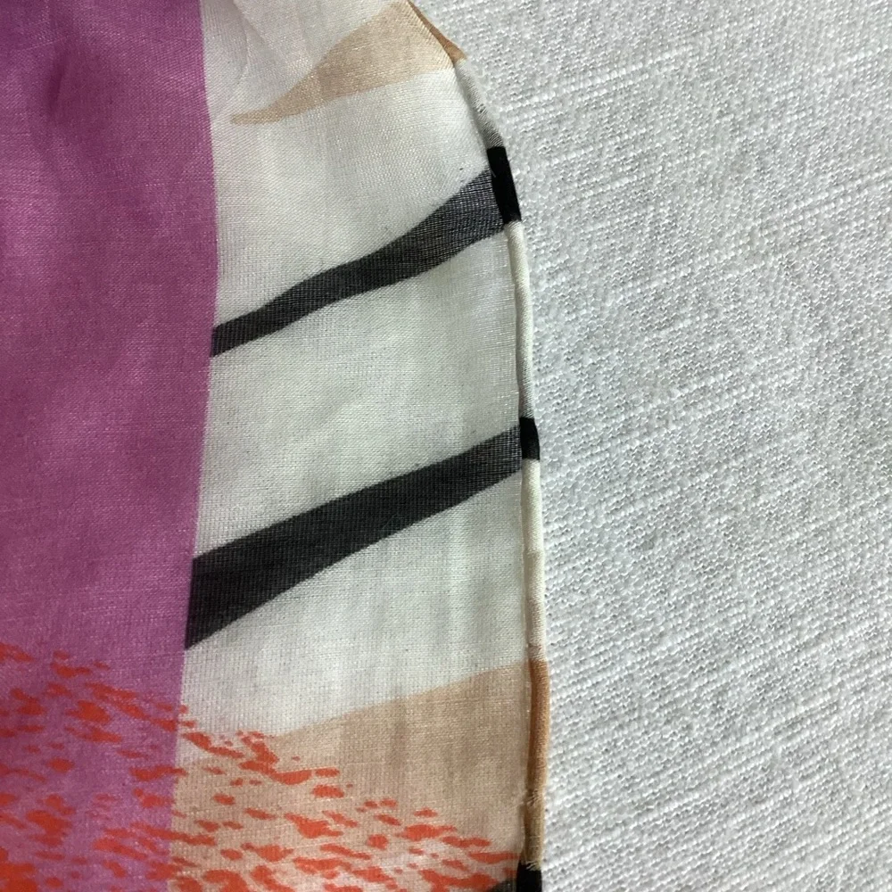 Perlavera Scarf Large Cotton Silk Blend Rolled Edges Geometric Modern Print